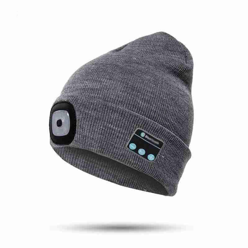 Bonnet tricoté avec lumière, écouteurs lumineux, Bluetooth, lumière Led, pour l&#39;extérieur, alpinisme, mains libres, musique: GY
