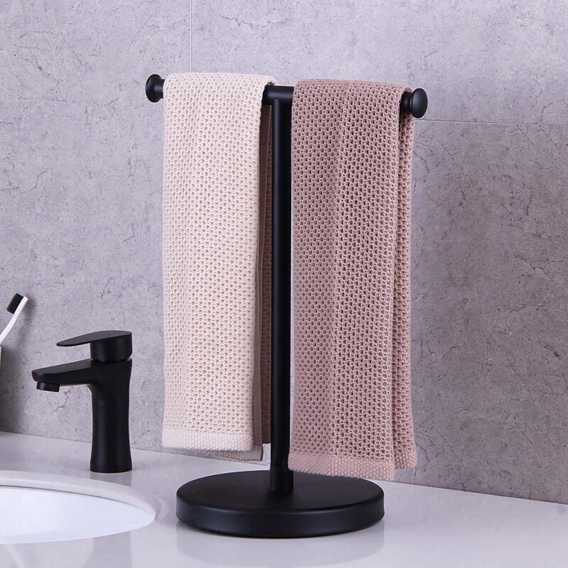 Movable Free-Standing Hand Towel Holder Standing Tree Rack 304 stainless steel Black Bath Towel Stand Bathroom Towel Hanger A
