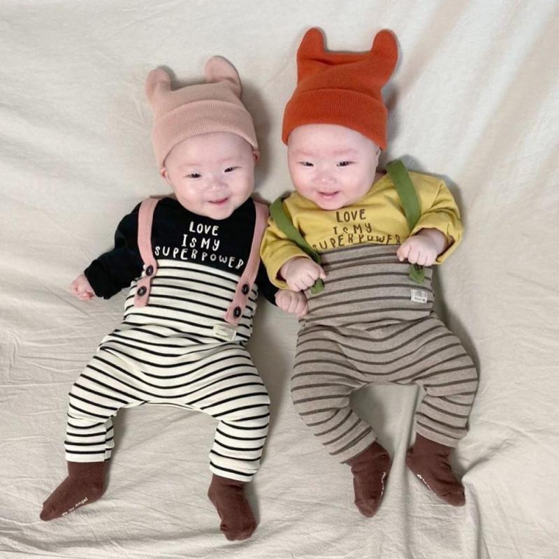 2022 Spring Baby Strap Pants Boys Striped Leggings Children Trousers Casual Girls Stretch Pants Cotton Infant Overalls 0-24M