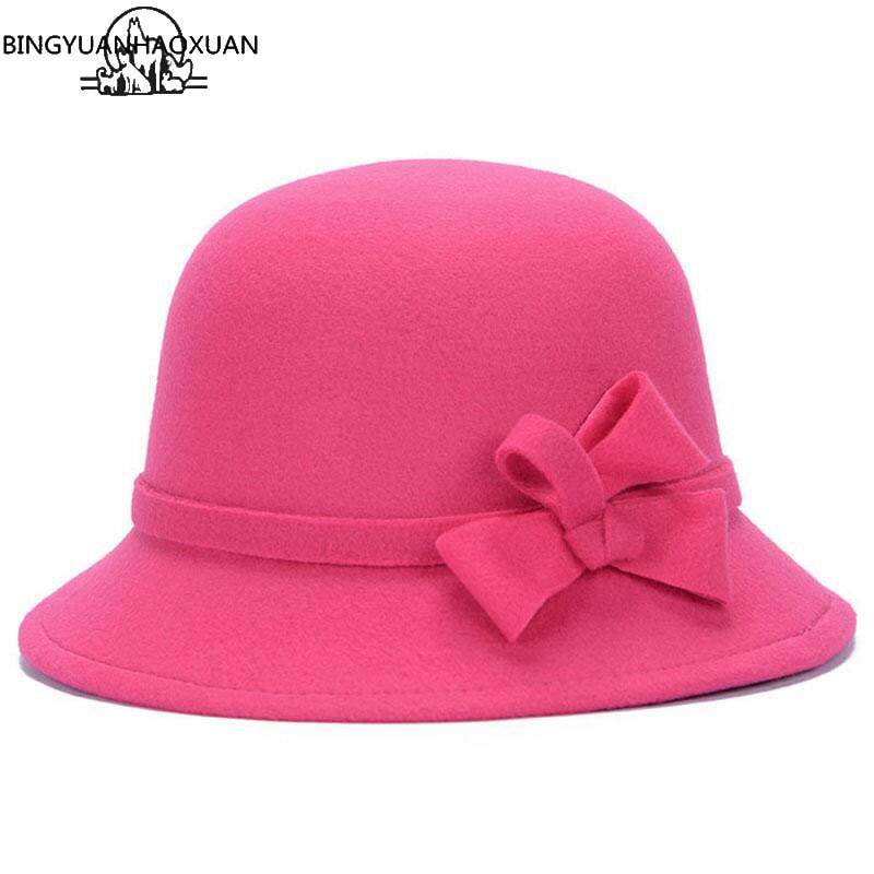 Bingyuanhaoxuan herfst winter imitatie wollen muts grote zonnehoed fedora hoed voor dames dames snapback hoeden