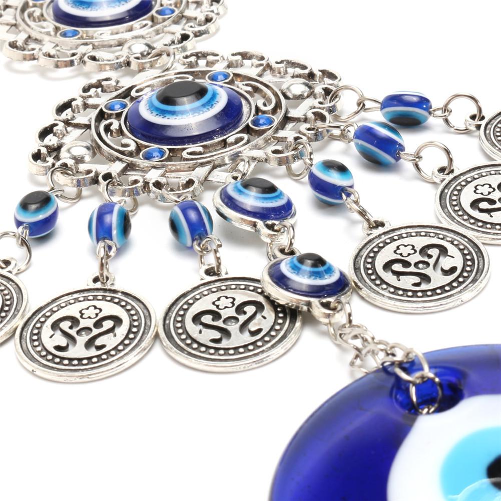 Turkish Blue Glass Evil Eye Amulet Wall Hanging Home Decoration Lucky Protection Turkish Alloy Wall Hanging