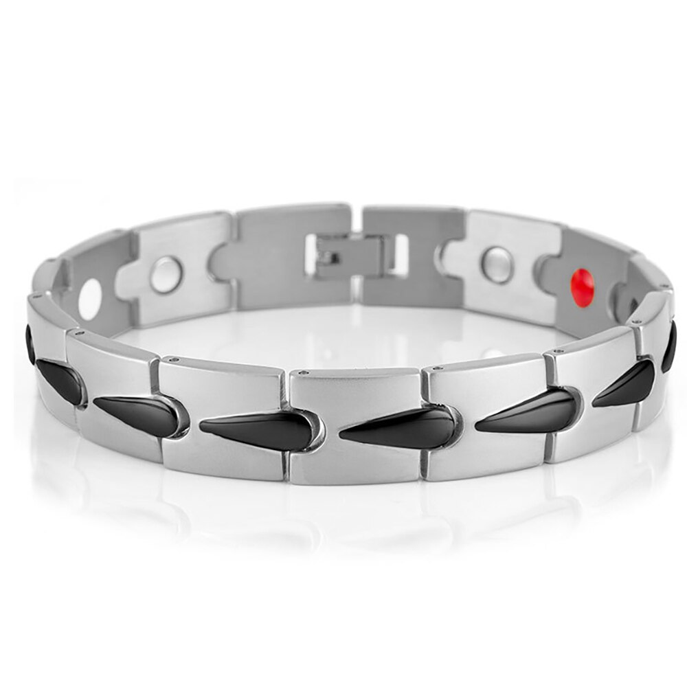FINE4U B580 Magnetische Roestvrij Staal Mens Gold Zwart Power Element Armband Met Magneten: Steel Black