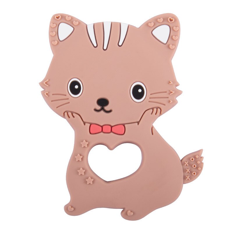 Silicone Baby Bijtring Baby Bite Speelgoed Kind Molaire Beet Geboorte Voor Pasgeborenen Peuter Speelgoed: Brown cat