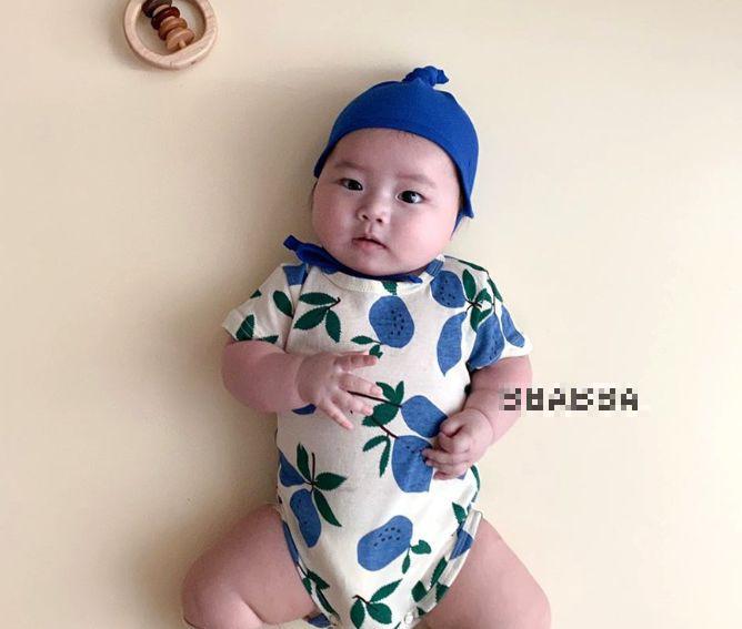 Zomer Baby Kids Korte Mouwen Fruit Gedrukt Bodysuit Jongens En Meisjes Bodysuit Met Hoed Kids Overalls Outfits