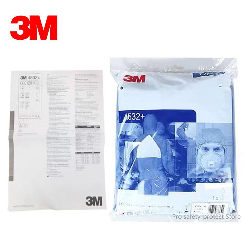 3M Beschermende Overall Cleanroom 4532 Hooded Pak Elastische Taille Kleding Anti Statische Anti Chemische Bescherming Type5/6 M/L/Xl/Xxl