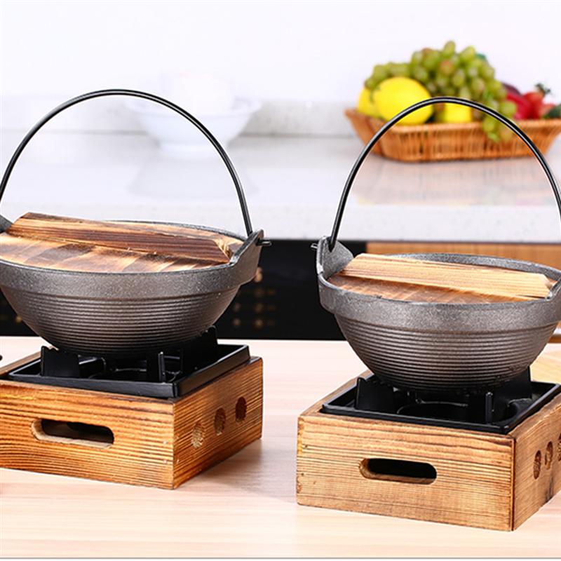 Sukiyaki – ensemble de marmite à soupe en fer, fil de fonte de Style japonais, casserole chaude robuste et antiadhésive avec couvercle en bois