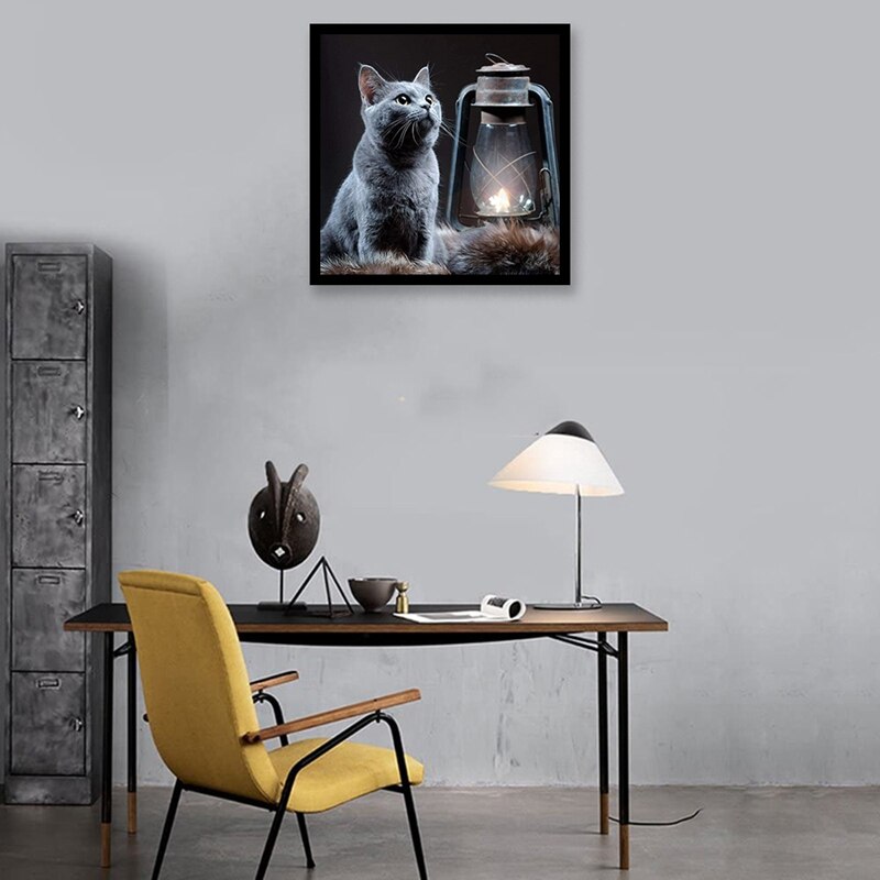 Cat Diamond Painting 5D Diamond Painting Kits Full Coverage Round Rhinestone DIY Tool Kit Art Supplies Fun