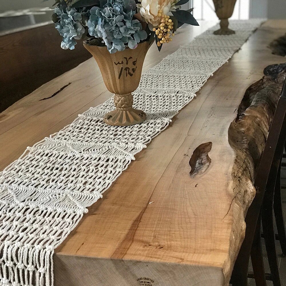 Macrame bordløber boho bordløber bomuld frynser bordløber vintage vævet bryllup spisebordsindretning 35 x 160/220cm