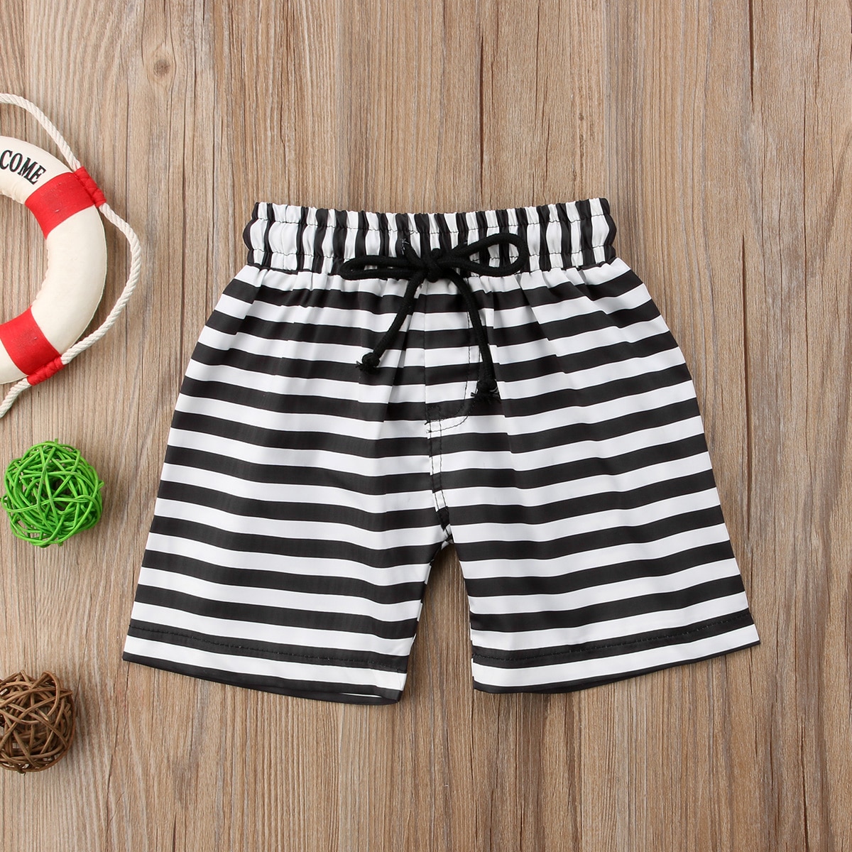 Summer Toddler Kids Baby Boys Striped Shorts Beach Pants Lace-Up Sport Bottoms Summer Beachwear Swimwear