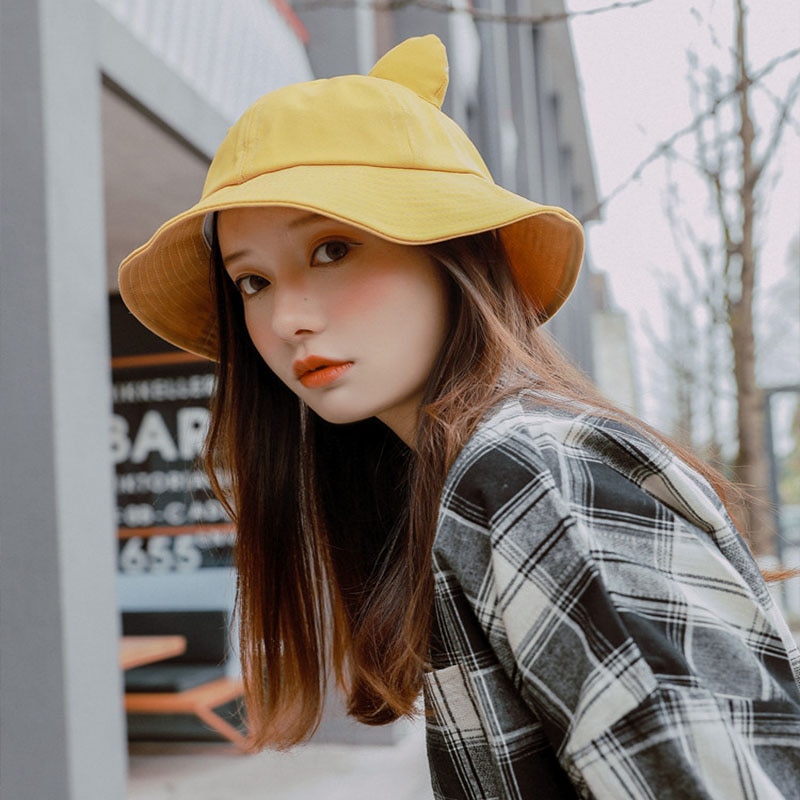 Søde katørre spand hat kvinder hip hop cap gorros ensfarvet unisex afslappet flad hat bomuld forår fiskeri spand hat cap