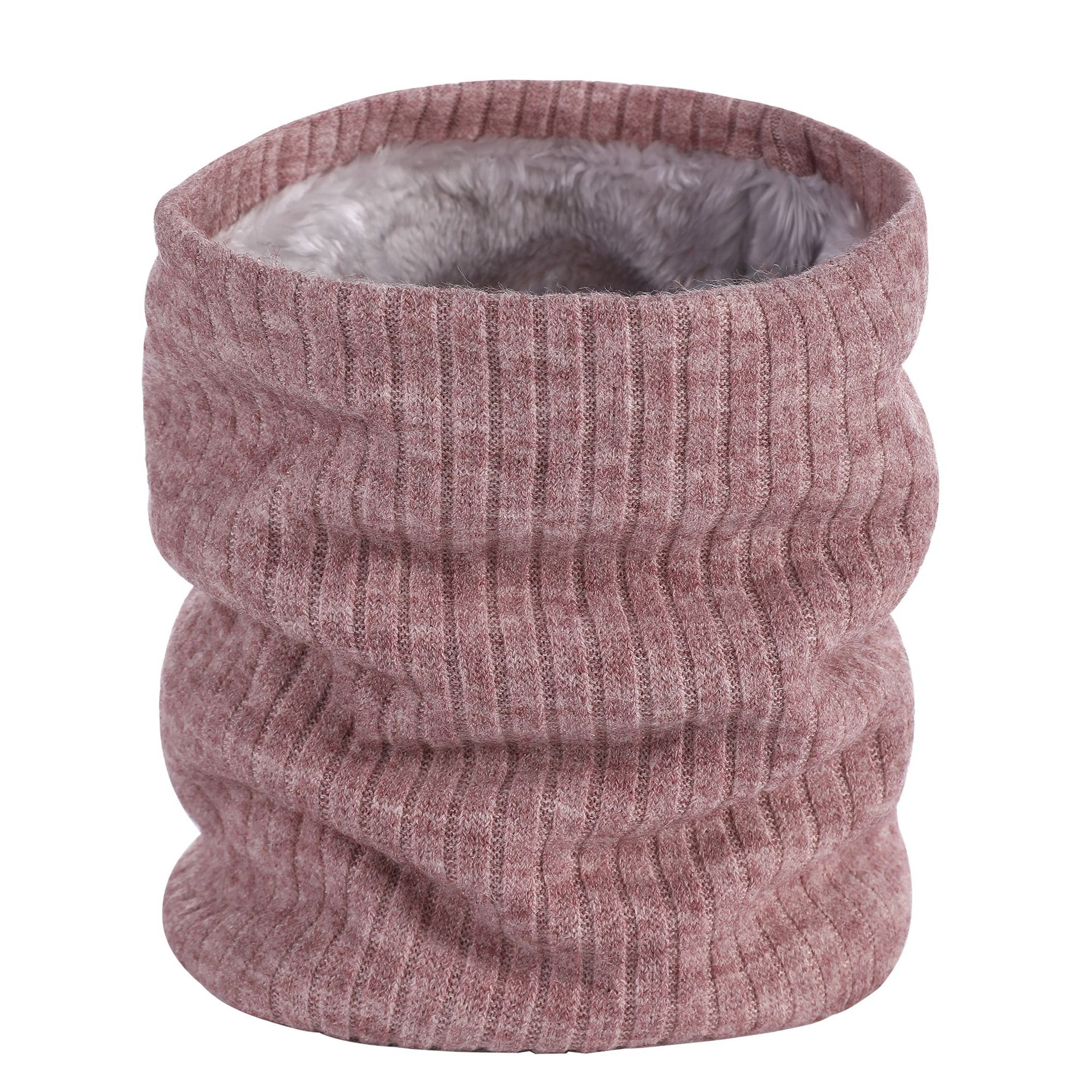 Winter Knitted Plush Thick Neck Scarf Women Men Cashmer-Like Collar Warm Rings Scarves Outdoor Sport Men Collar Infinity Snood: Pink
