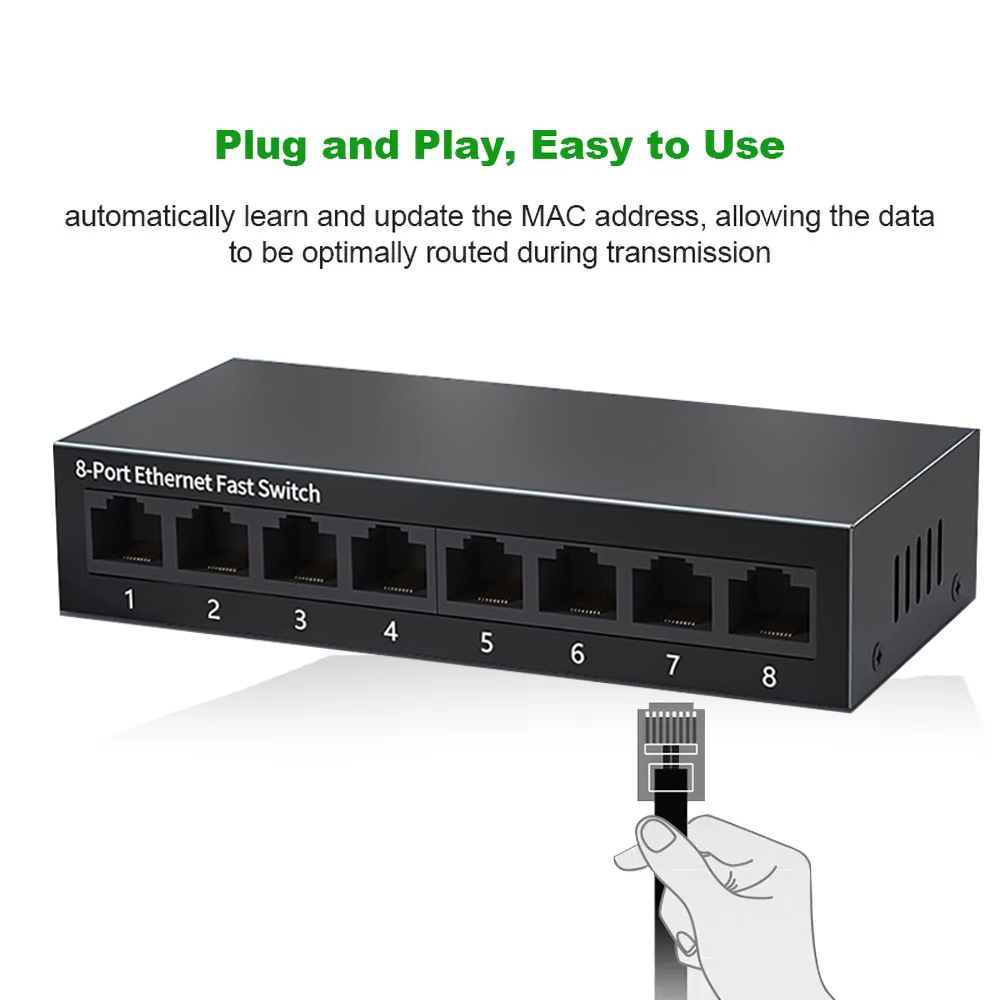 EU PLUG 5/8 Port 10/100Mbps Network Switches Mini Ethernet Fast Network Switch Splitter For Home Office