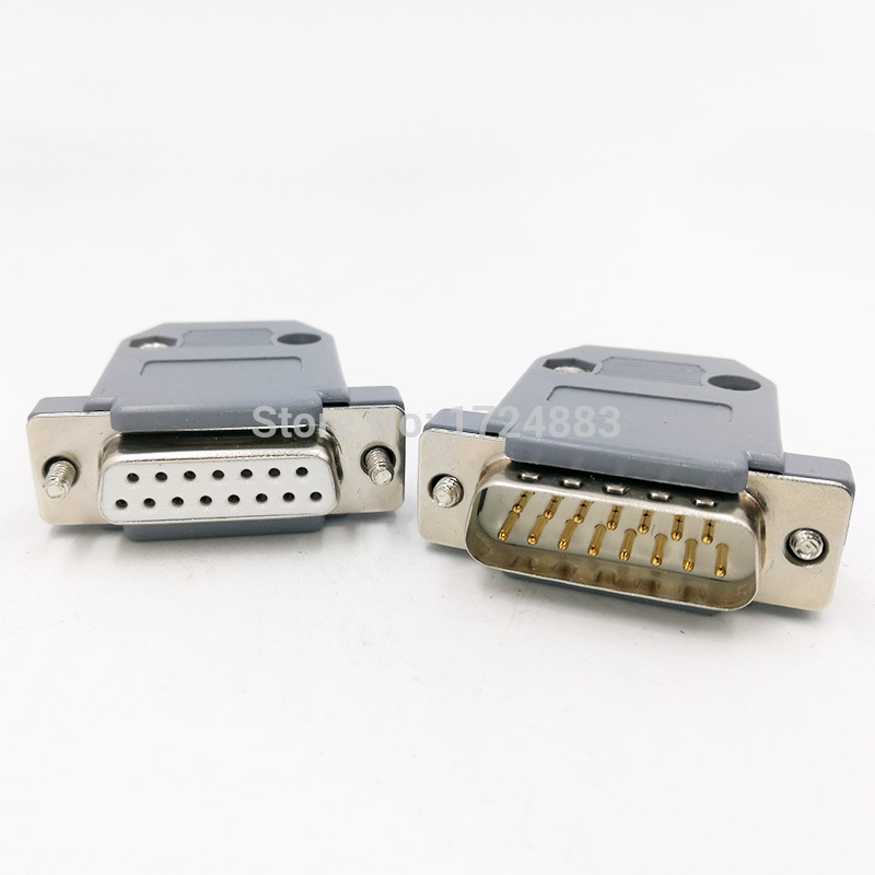 DB15 connector 2 row hole/pin female Male plug port socket adapter D Sub DP15 +shell