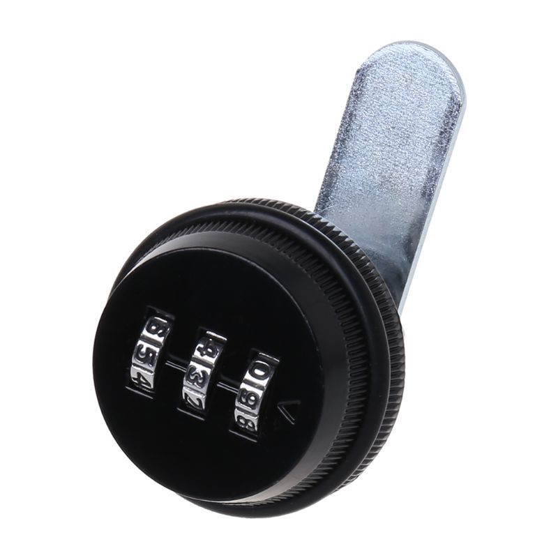 3-Digit Combination Mailbox Lock 7/8" Rotary Tongue Cam Lock for Cabinet Drawer: BK