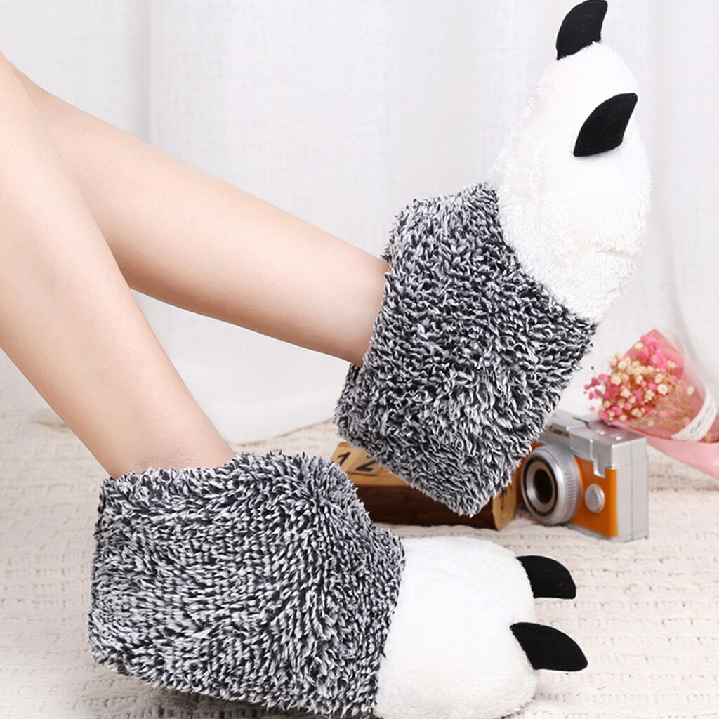 Winter Warm Soft Indoor Floor Funny Slippers Women Men Children Shoes Paw Animal Christmas Monster Dinosaur Claw Plush Home