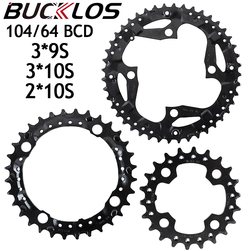 BUCKLOS MTB kettingblad 2*10S 3*10S 3*9S mountainbike kettingwiel dubbele triple speed fiets kroon 22T 24T 32T 42T 44T 26T 38T