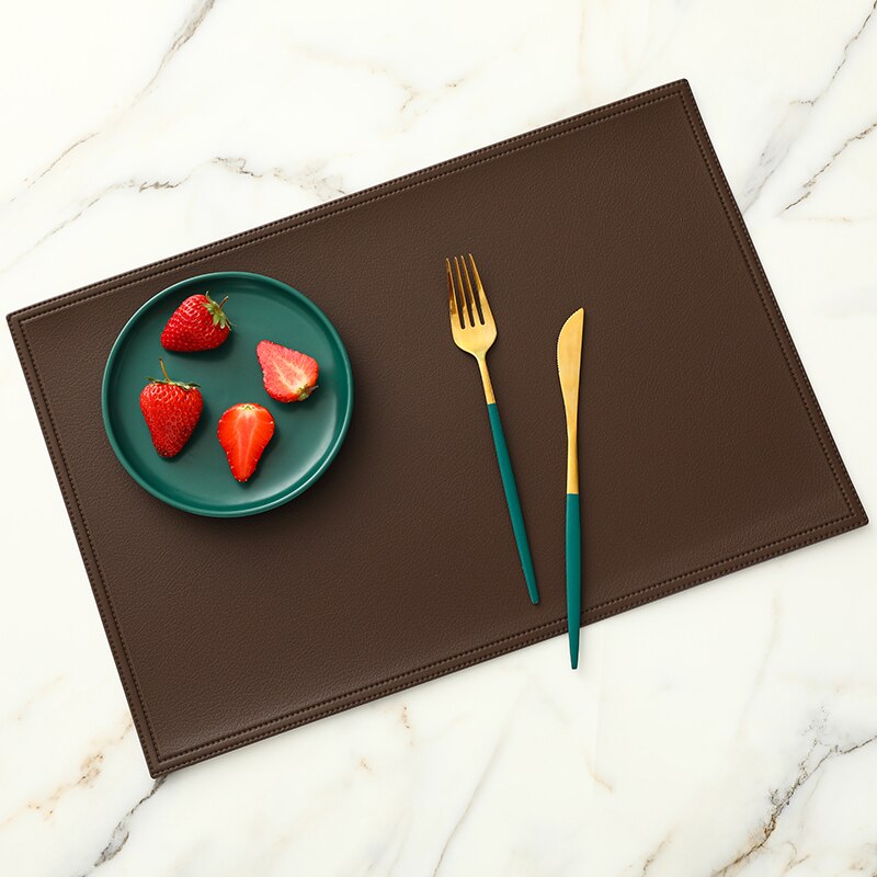 1Pc Ronde/Rechthoekige Faux Lederen Placemat Waterdicht Olie-Proof Warmte-Isolerende Tafel Mat Hotel Restaurant Tafel pu Placemat: Coffee 02