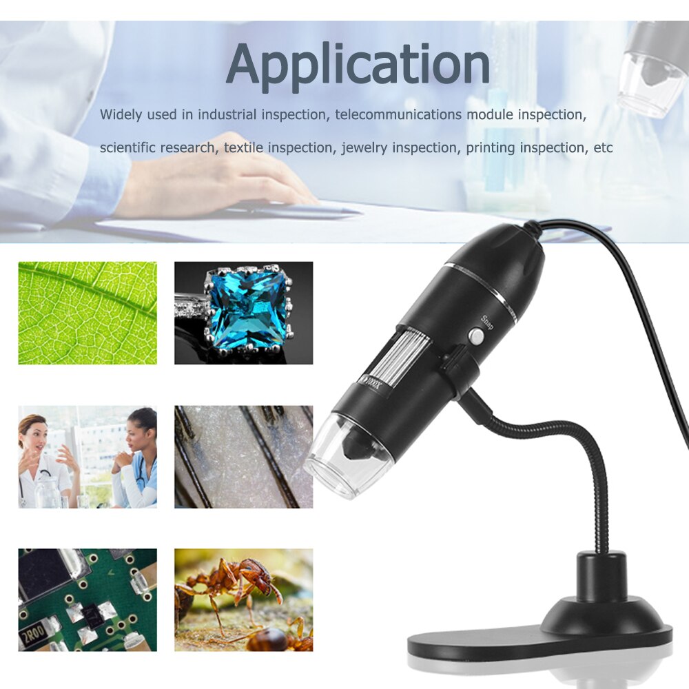 1000X Digital Zoom Microscope USB Handheld Desktop Magnifier 0.3MP Camera 8-LED Light Magnifying Glass for Windows/Mac System