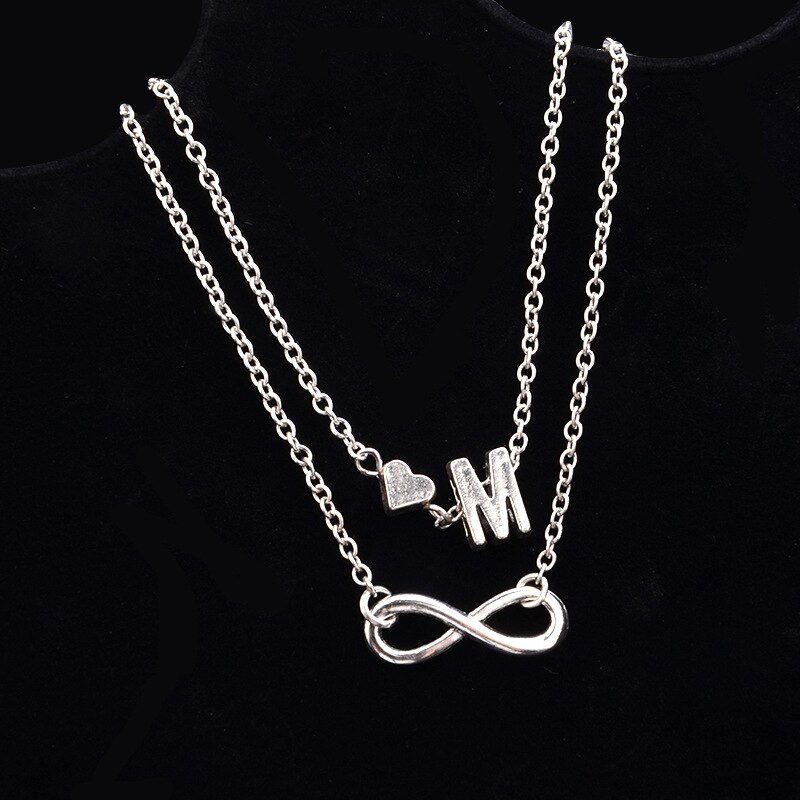 Heart Infinity Female Anklets Silver Color 26 Initial Letter Beach Foot Ankle Chain Bracelets for Women Jewelry: M