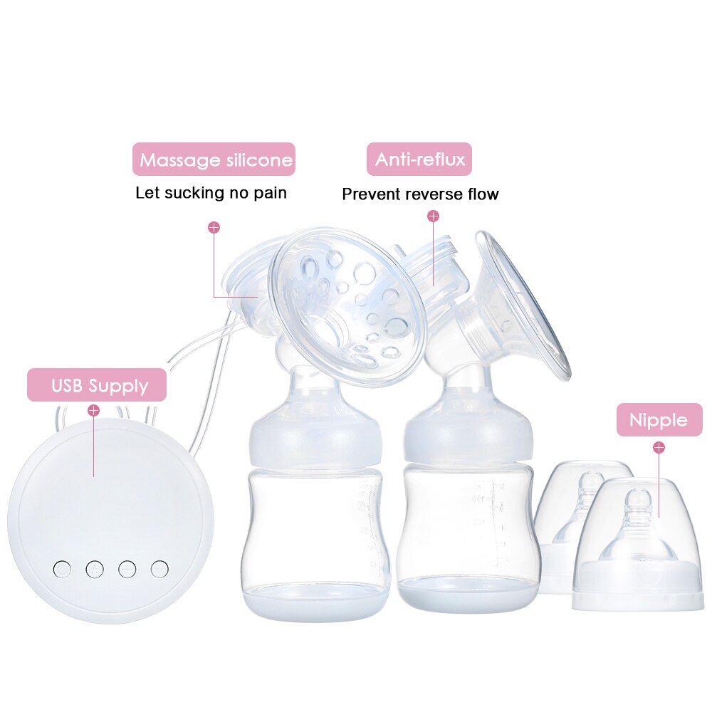 Portable Electric Breast Pump for Infant Baby Safe Dual Mode of Massaging & Pumping 9 Suction Levels Milk Breasting Pumping