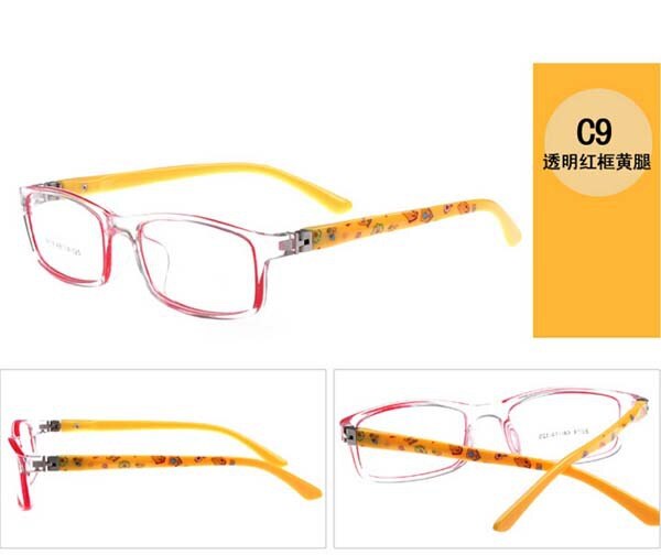 Ramme til optiske briller til børn dreng piger børn nærsynethed briller rammer ingen grad linser unisex ramme 8804: C9 gule
