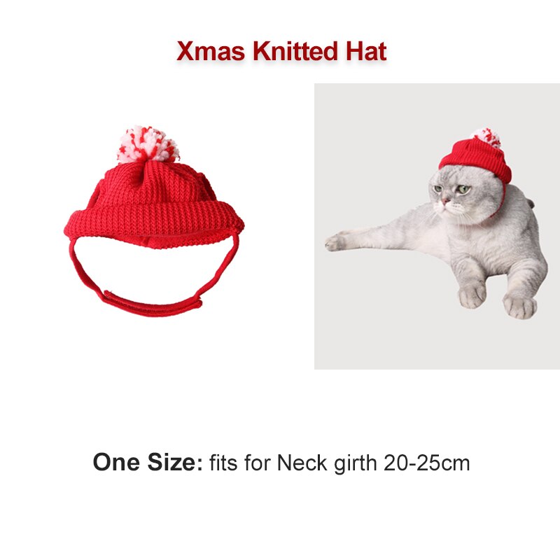 Christmas Elk Headband For Cats Hair Decorations For Dogs Cat Accessories Halloween Pet Supplies Funny Photos Props: Xmas Knitted Hat