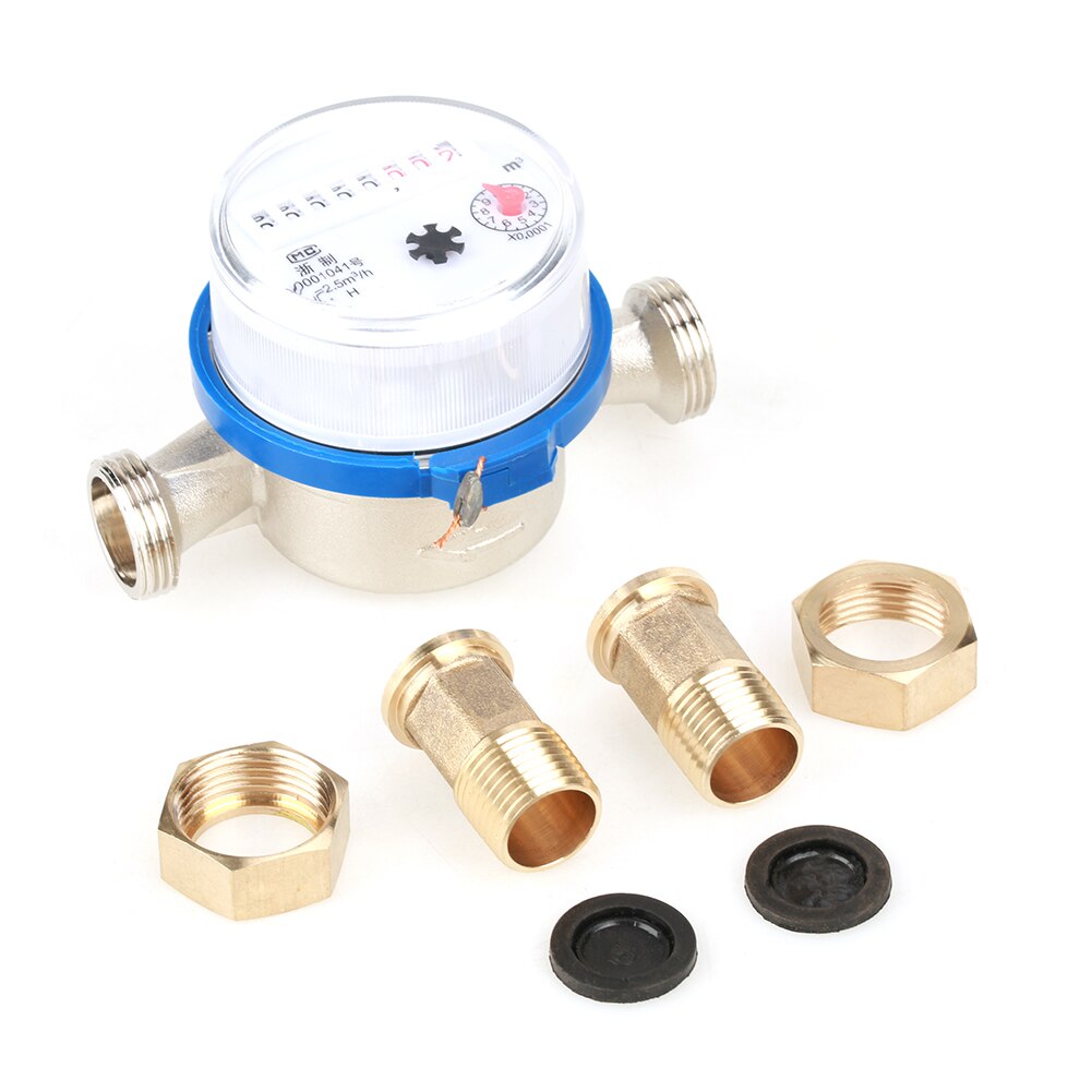 Water Meter 15mm 1/2" Dry Water meter Garden Home Plastic Cold Water Meter Single Water Flow Dry Table compteur