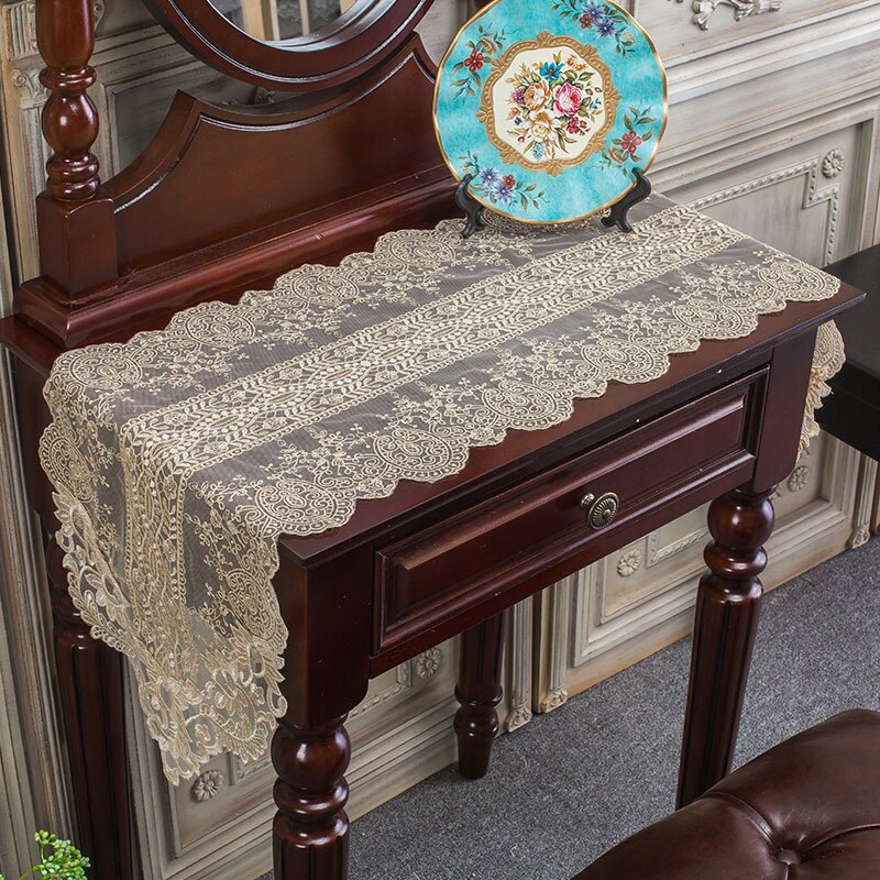 Korean table runner dressing table cover cloth rectangular lace shoe cabinet computer desk dressing table European dressing tabl
