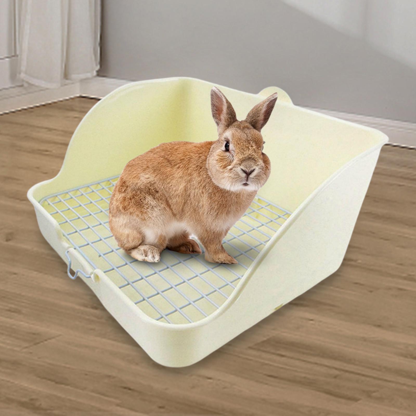 Caja de arena de plástico para conejos, ropa de cama para baño de mascotas, para hámster y conejo