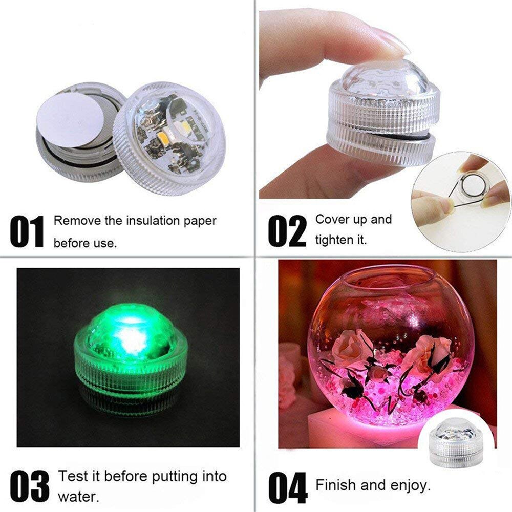 IP68 Waterproof RGB Submersible Light Battery Operated LED Underwater Light Vase Bowl Outdoor Garden Party Decoration Night Lamp