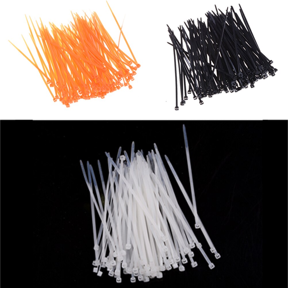 100 stk/pakning plast nylon kabelbindere, tråd lynlås farverige fabrik standard selvlåsende