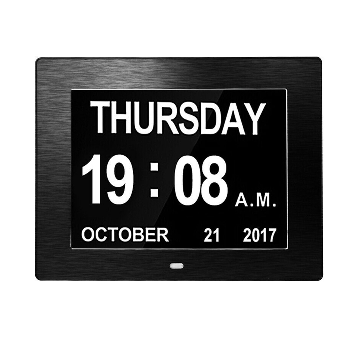 8Inch Large Screen Digital Alarm Clock Auto Brightness Adjustment Calendar Electronic Clock Machine Big Font Old Man Alarm Clock: UK Black