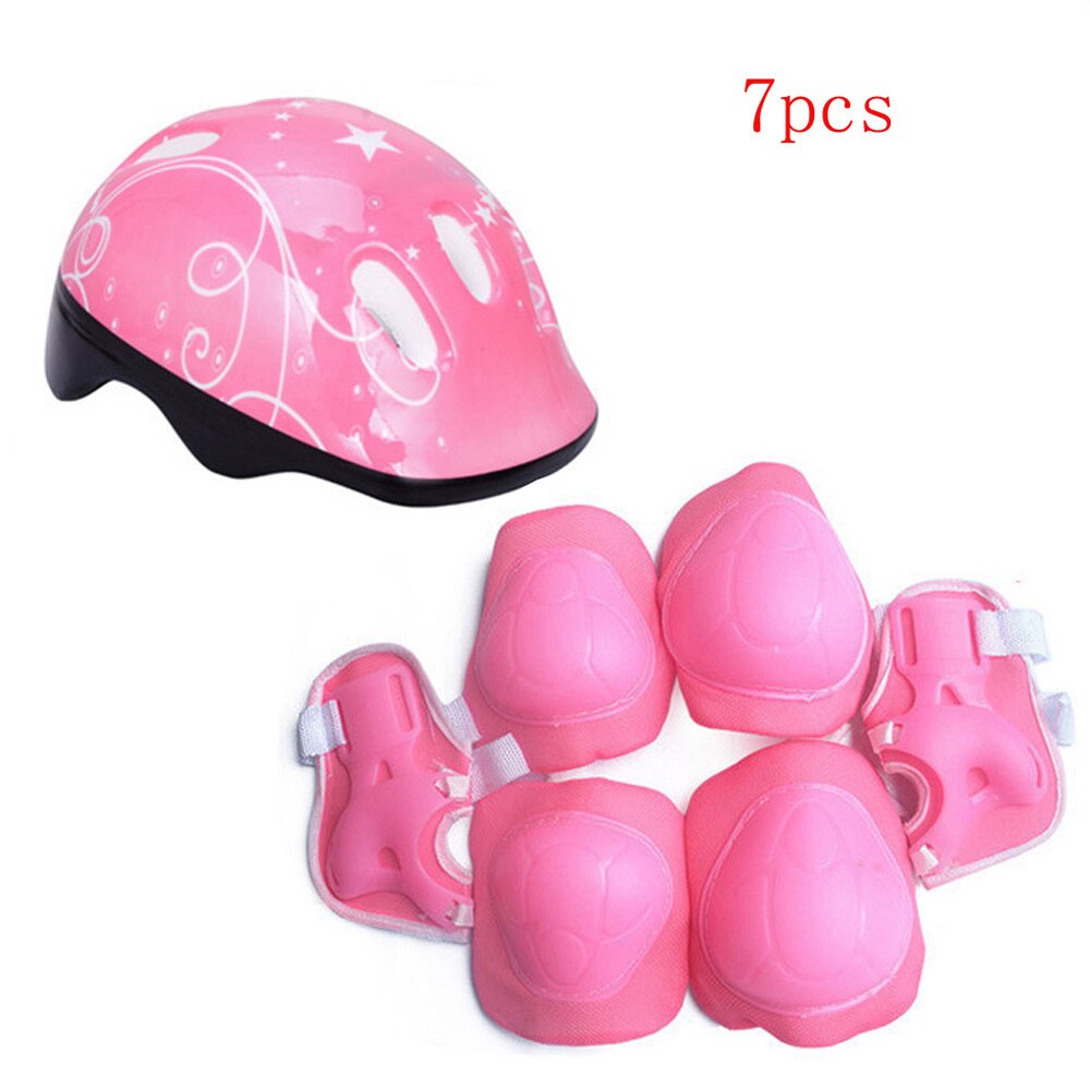 7 Pcs/set 7-12 Years Old Kids Bicycle Helmet Kids Safety Kids Bike Helmet Guard Pad Skating Helmet Guard Elbow Knee Protection: Pink