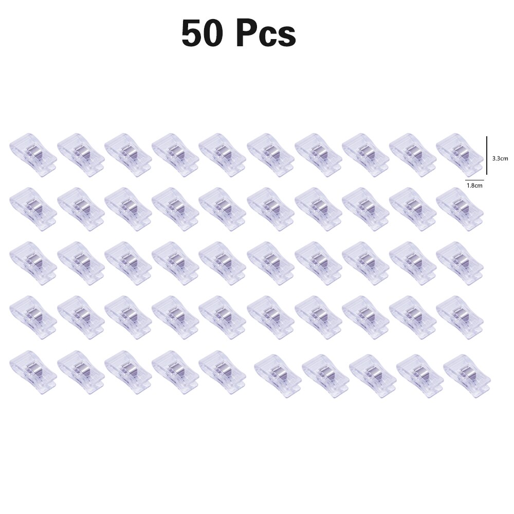 50/20/10Pcs Multicolor Kledingstuk Clip Patchwork Naaien Clip Plastic Klemmen Quilten Crafting Haken Breien Veiligheid Clip: 50pcs Clear