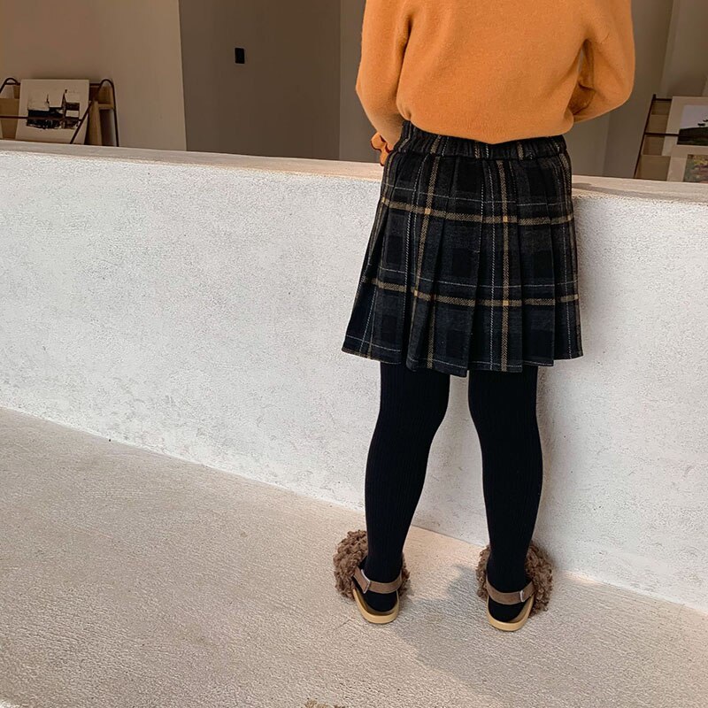 Winter children's wear girls Plush plaid skirt college tweed plaid skirt 2-29