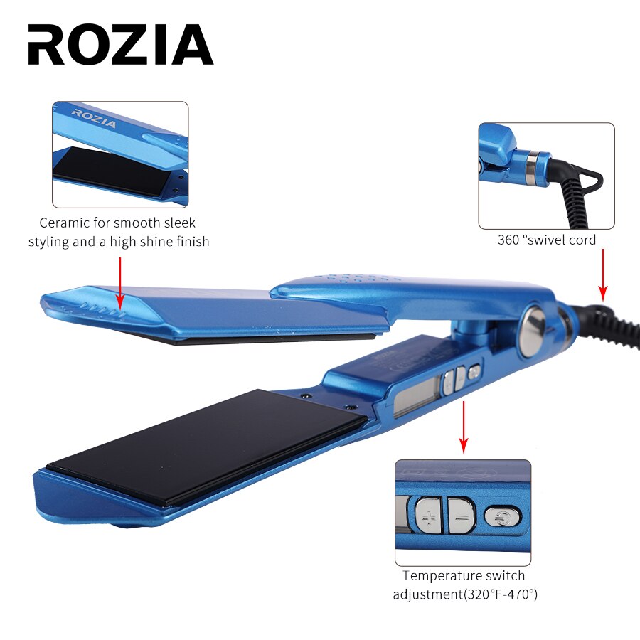 ROZIA Hair Straightener Fast Heating Flat Iron Hair Straightening 450F Temperature Curling Iron Styling Tool