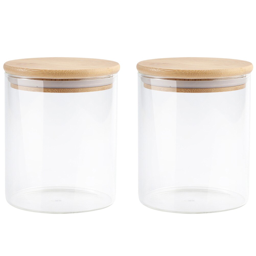 Frascos de almacenamiento de vidrio para cocina, recipientes sellados de almacenamiento de alimentos con tapa de bambú para cereales, 2 uds.
