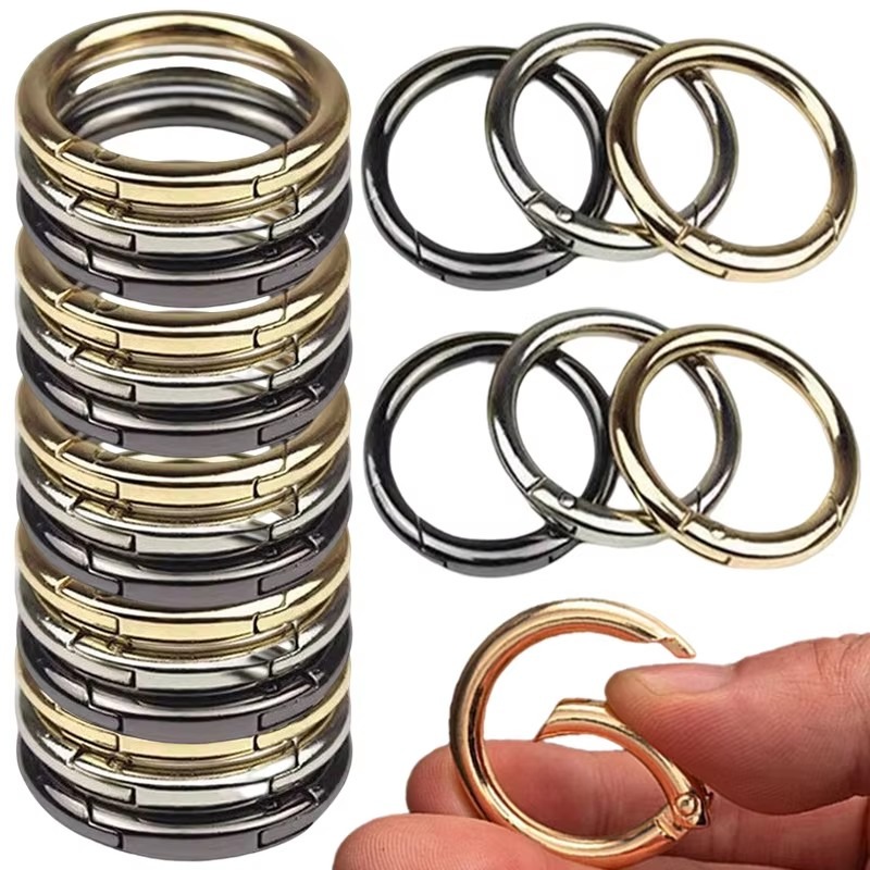 10/50pcs Metal O Ring Spring Clasps for DIY Jewelry Openable Round Carabiner Keychain Bag Clips Hook Dog Chain Buckles Connector