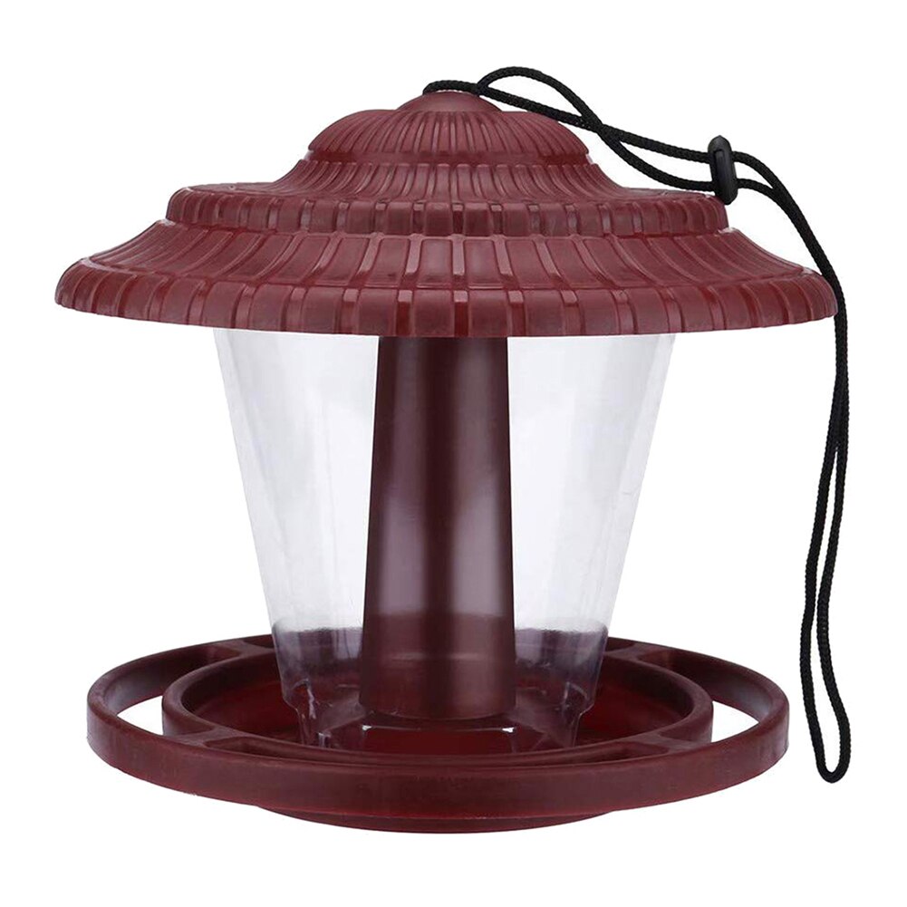 Plastic Transparent Bird Feeder Bottle Outdoor Courtyard Balcony Waterproof Hanging Pet Bird Water Food Container Clear Feeder: Red