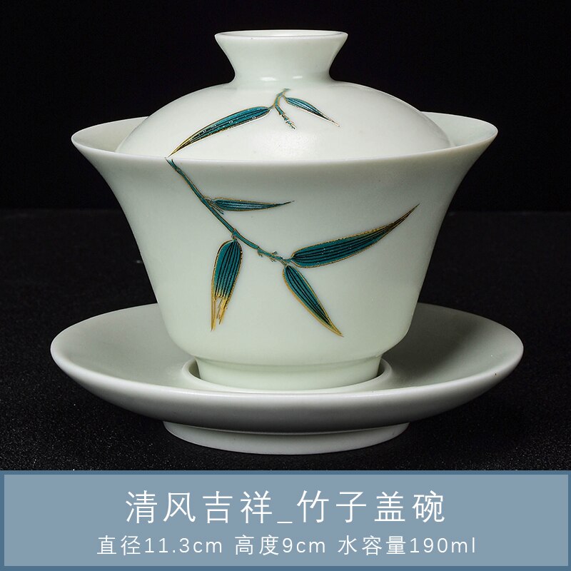 Ru Kiln Every Pottery Sancai Gaiwan Master Cups Hand Painted Peach Tureen Kung Fu Tea Tureen Chinaware Office Decoration: C