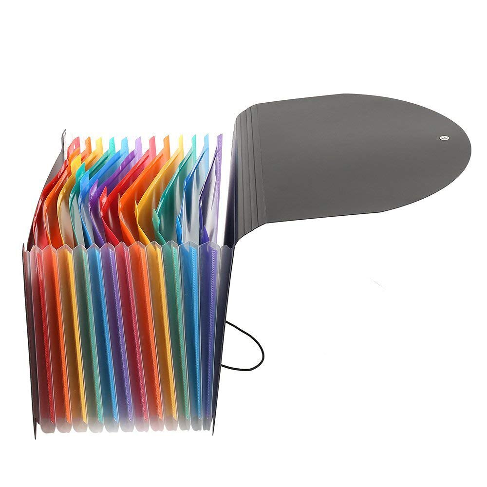 13 Pockets Expanding Files Folder A4 Expandable Portable File organizerMulticolour Stand Plastic Business File Organizer Box