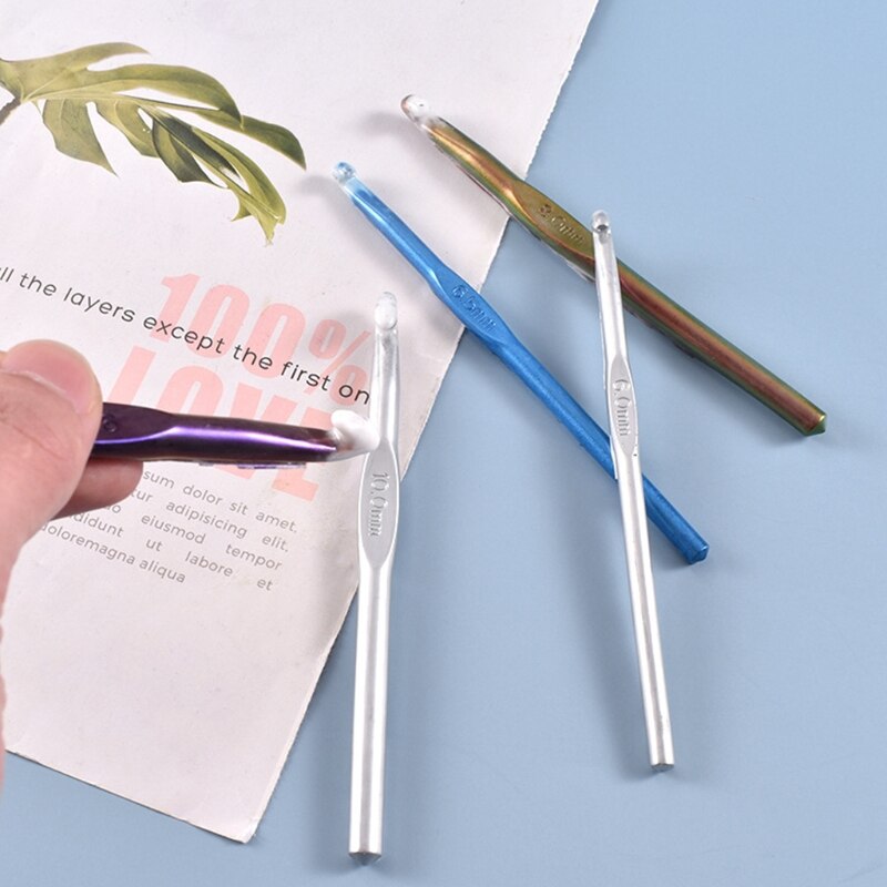 Crochet Hook Crystal Epoxy Resin Mold DIY Knitting Sweaters Tool Silicone Mould 1XCA