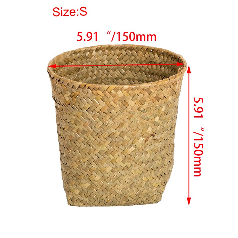 Wicker Storage Baskets Handmade Remote Control Toy Sundries Storage Container Natural Seagrass Woven Garden Pot Basket