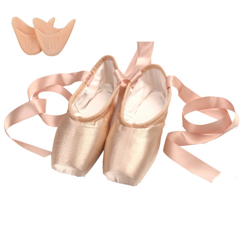 USHINE 29-44 ladies satin ballet shoes with ribbons ballet pointe shoes ballerina girls woman