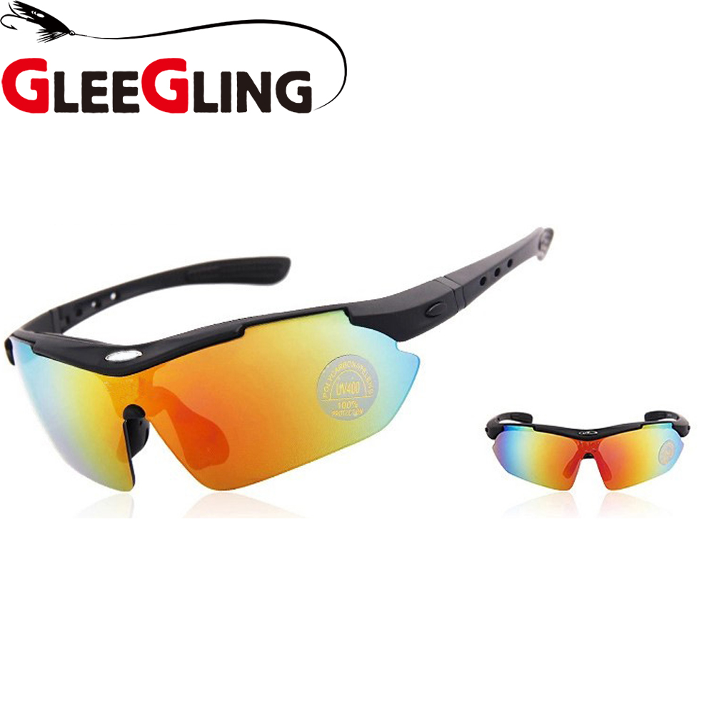 GLEEGLING 9400 1Set 5 Lens Man Vissen Gepolariseerde Zonnebril Lunette Polarisantes Homme UV400 Zonnebril Over Bril Gepolariseerde: SandBlack