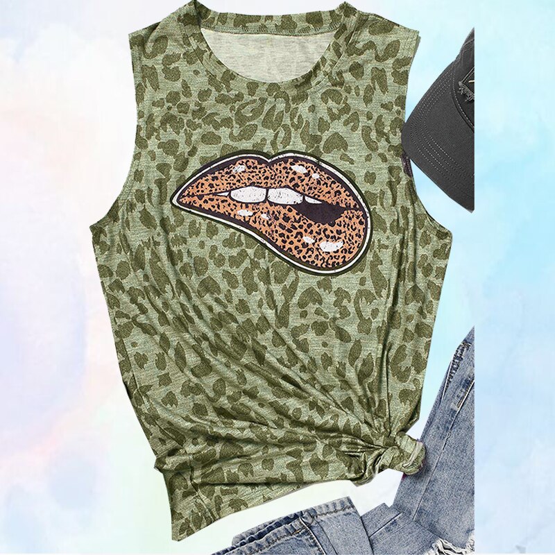 Luipaardprint dames tanktops met panterprint, ronde hals, mouwloos, oversized tanktop, dames zomer harajuku kleding