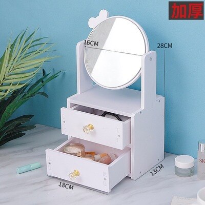 Mini skrivbords sminklåda med spegel kosmetisk förvaringslåda dressing spegel skönhetsspegel prinsessa flip bärbar liten spegel: C