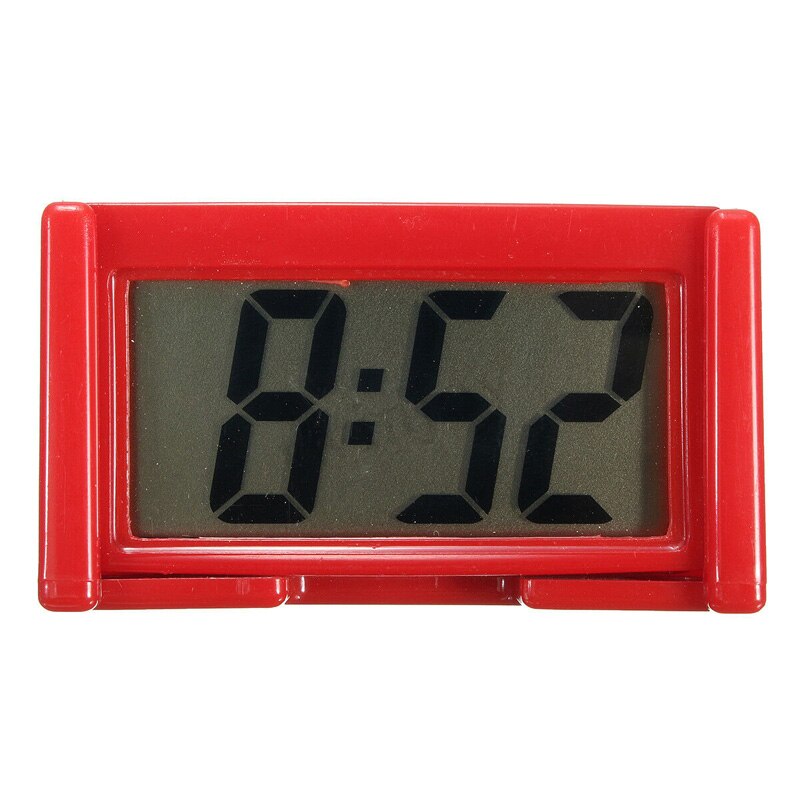 1pc Mini LCD Screen Digital Clock Car Dashboard Clocks Desk Time Clock Home Study Supplies Random Color: Red