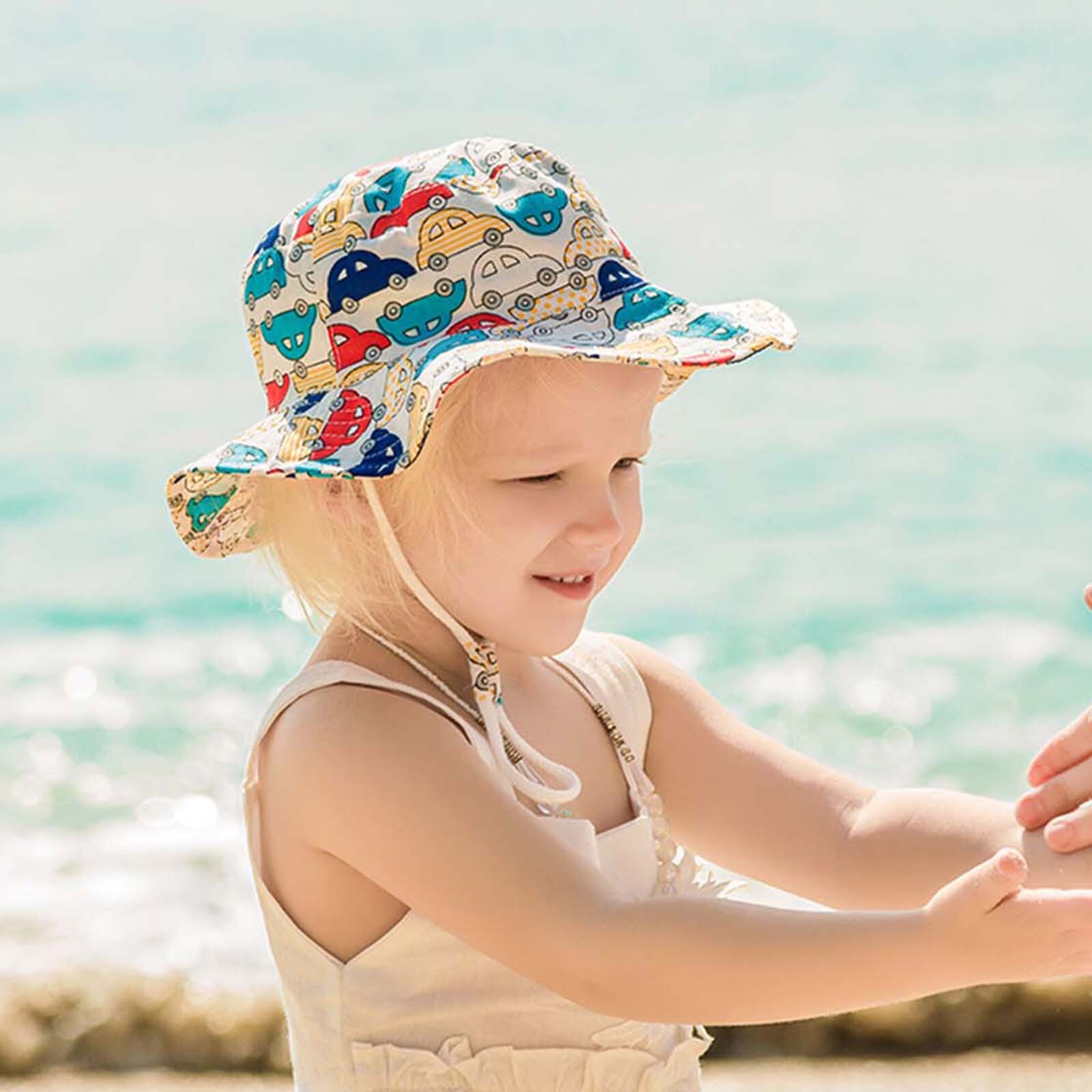 Leuke Zomer Baby Meisje Emmer Hoed Cartoons Gedrukt Baby Hoed Zonnescherm Kinderen Outdoor Hoed Seaside Zonnebrandcrème Hoed Strand Cap