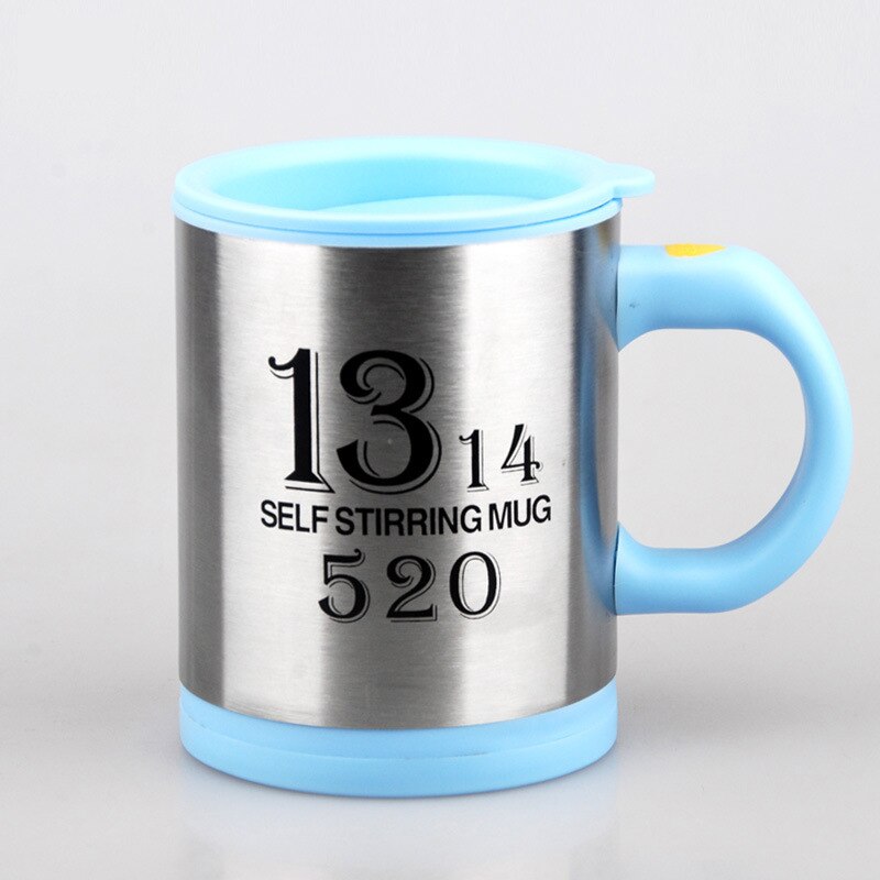 Selbst Rühren Kaffee Becher Elektrische Rotierenden Edelstahl Automatische Selbst Mischen Tasse Heimat Büro Reise Rührgerät Tasse mit Deckel: Stil 2-Skyblue